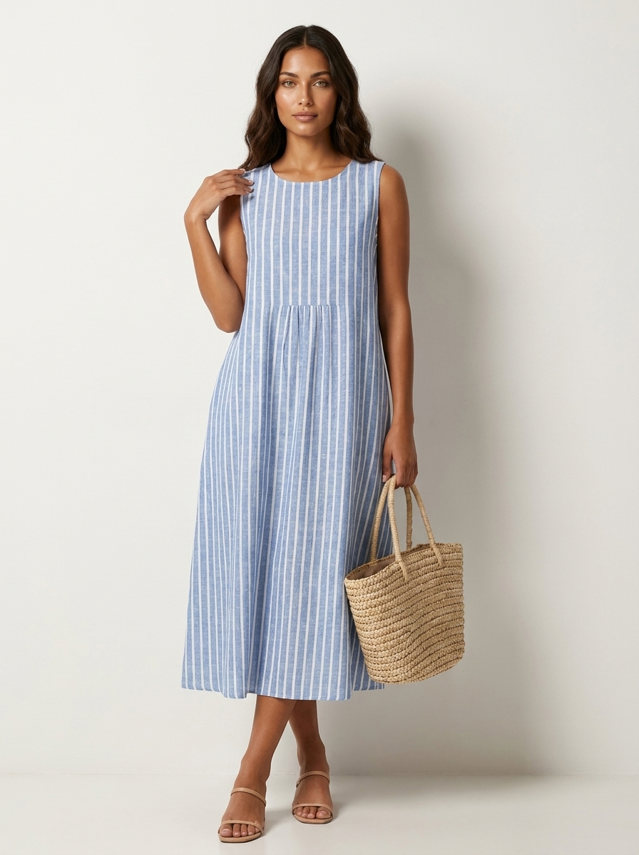 Vestido Midi para Mujer | Sin Tirantes, Estampado Verano
