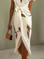 Vestido Envolvente Mujer | Cintura con Lazo, Mangas Volantes, Midi