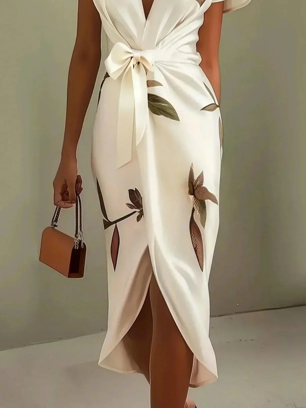Vestido Envolvente Mujer | Cintura con Lazo, Mangas Volantes, Midi