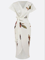 Vestido Envolvente Mujer | Cintura con Lazo, Mangas Volantes, Midi