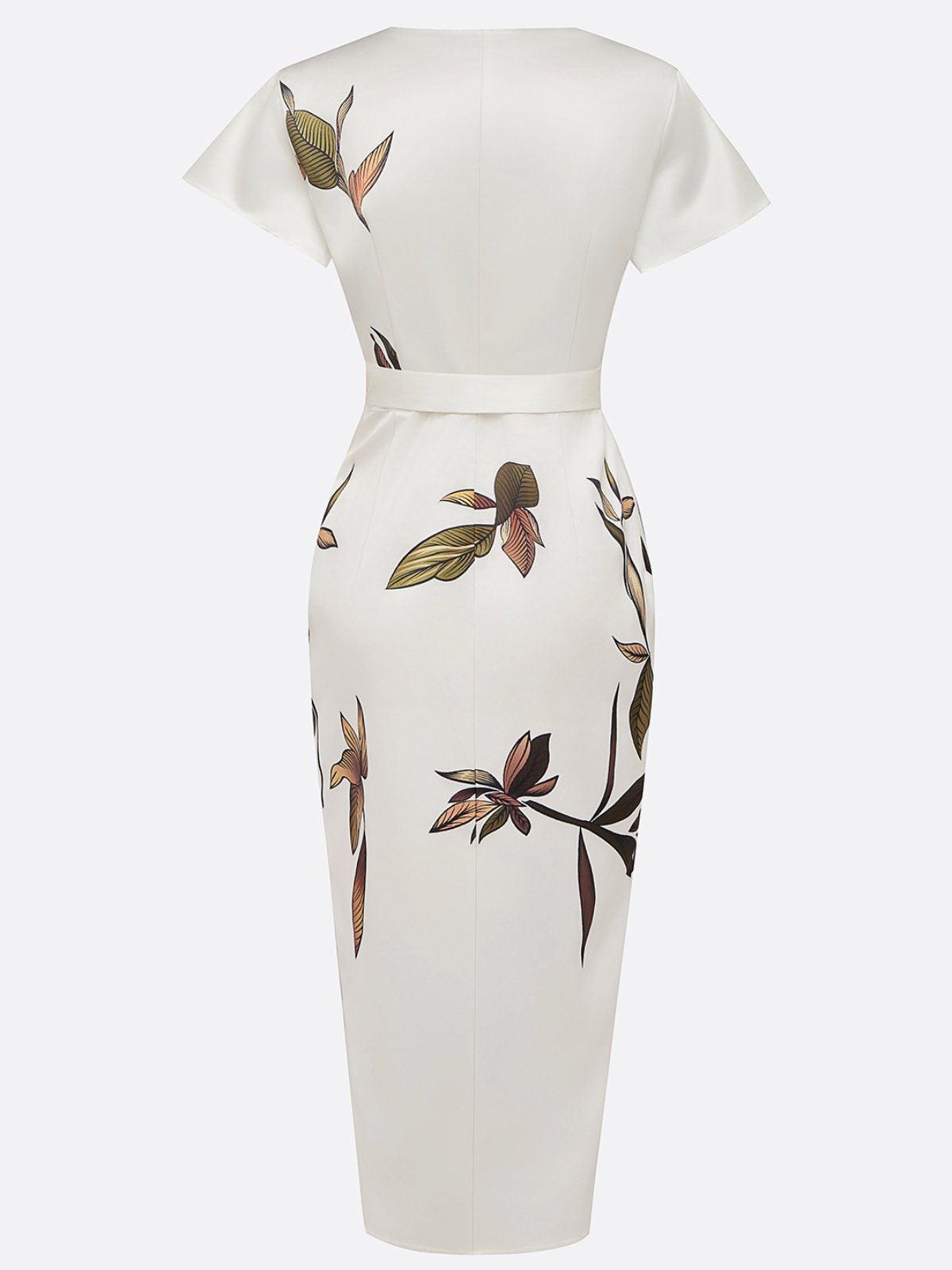 Vestido Envolvente Mujer | Cintura con Lazo, Mangas Volantes, Midi