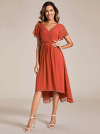 Vestido Mujer High-Low | Chiffon, Talle Imperio | Boda
