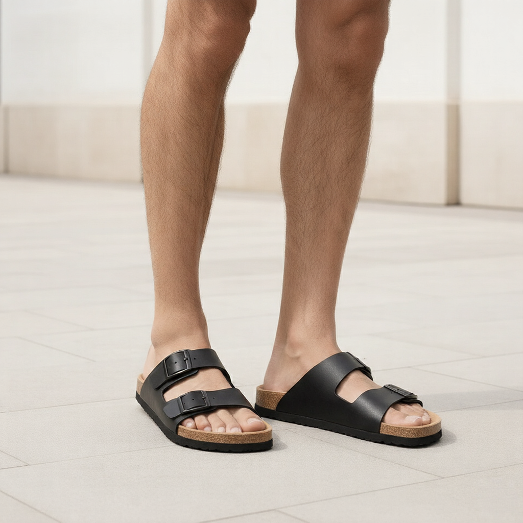Solaro - Sandalias de Cuero Hombre Verano Ajustables Cómodas