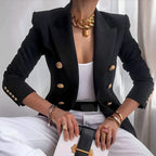 Blazer mujer hombros estructurados botones solapa clásica