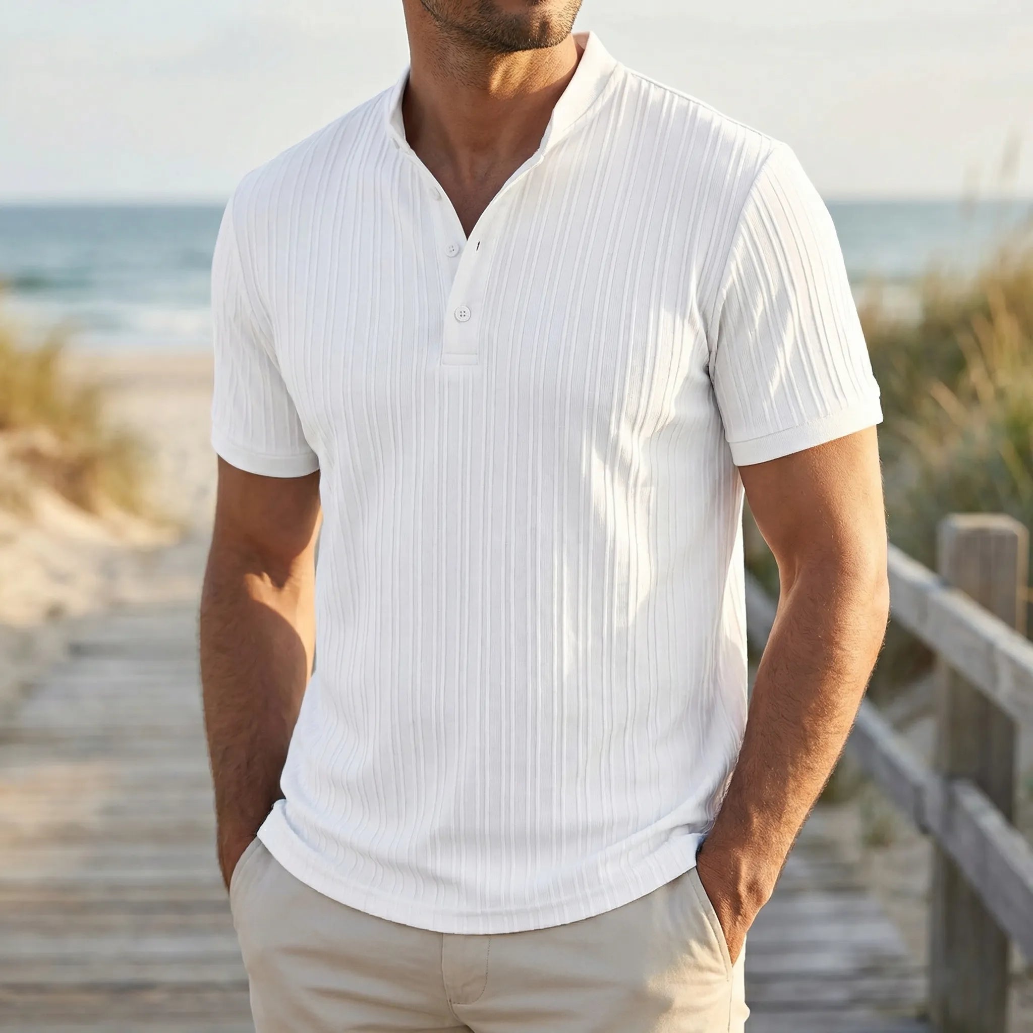 Polo para Hombres | Manga Corta, Botones | Ligero