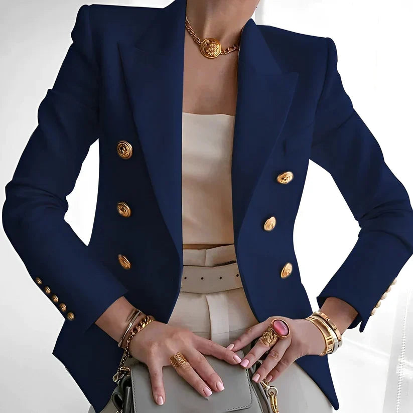 Blazer mujer hombros estructurados botones solapa clásica