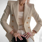 Blazer mujer hombros estructurados botones solapa clásica