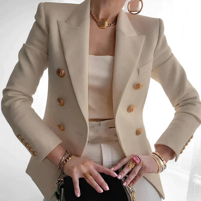 Blazer mujer hombros estructurados botones solapa clásica
