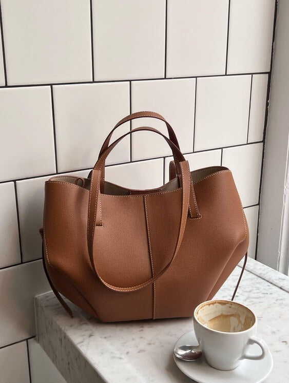Bolsa de Hombro Vintage | Cuero Dividido, Espaciosa