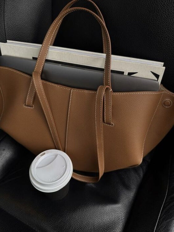 Bolsa de Hombro Vintage | Cuero Dividido, Espaciosa