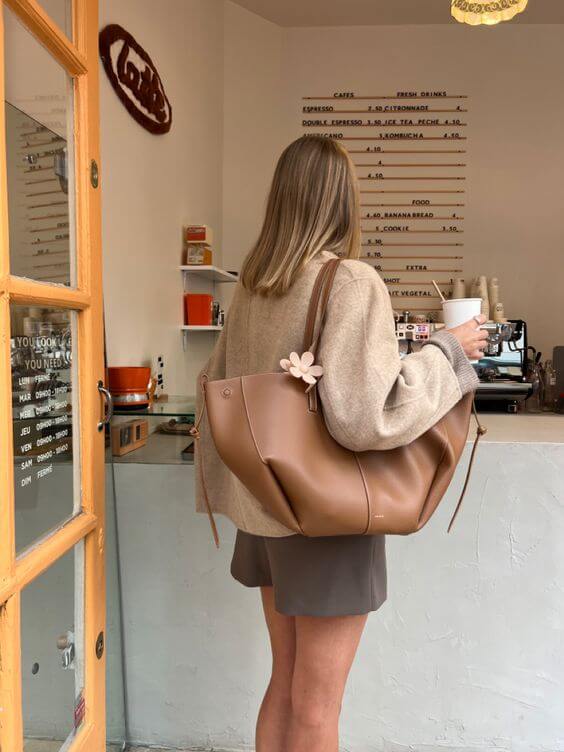 Bolsa de Hombro Vintage | Cuero Dividido, Espaciosa