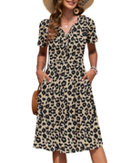 Vestido Mujer Verano | Midi Cuello V Botones Cintura Imperio Bolsillos