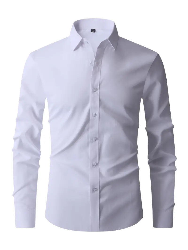 Camisa hombre slim fit cuello clásico con cierre de botones