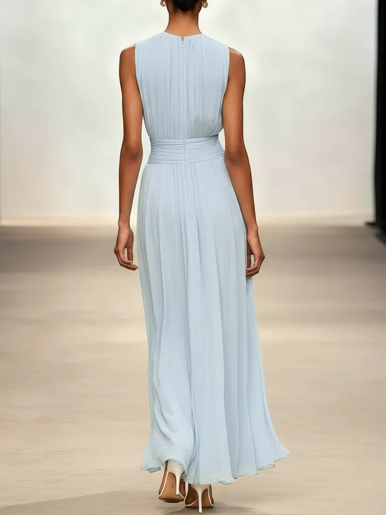 Vestido Maxi sin Mangas Fruncido para Invitada de Boda