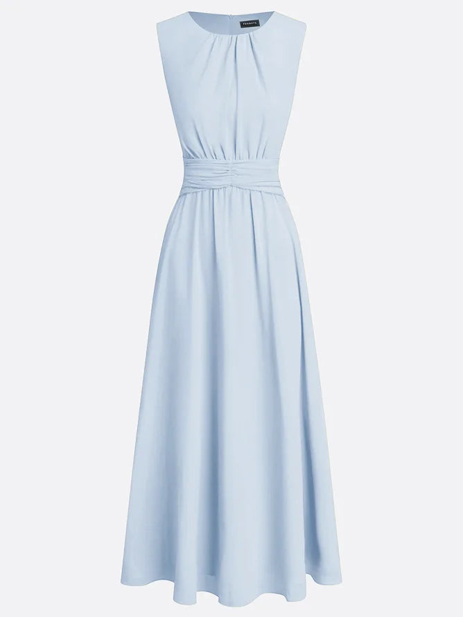 Vestido Maxi sin Mangas Fruncido para Invitada de Boda