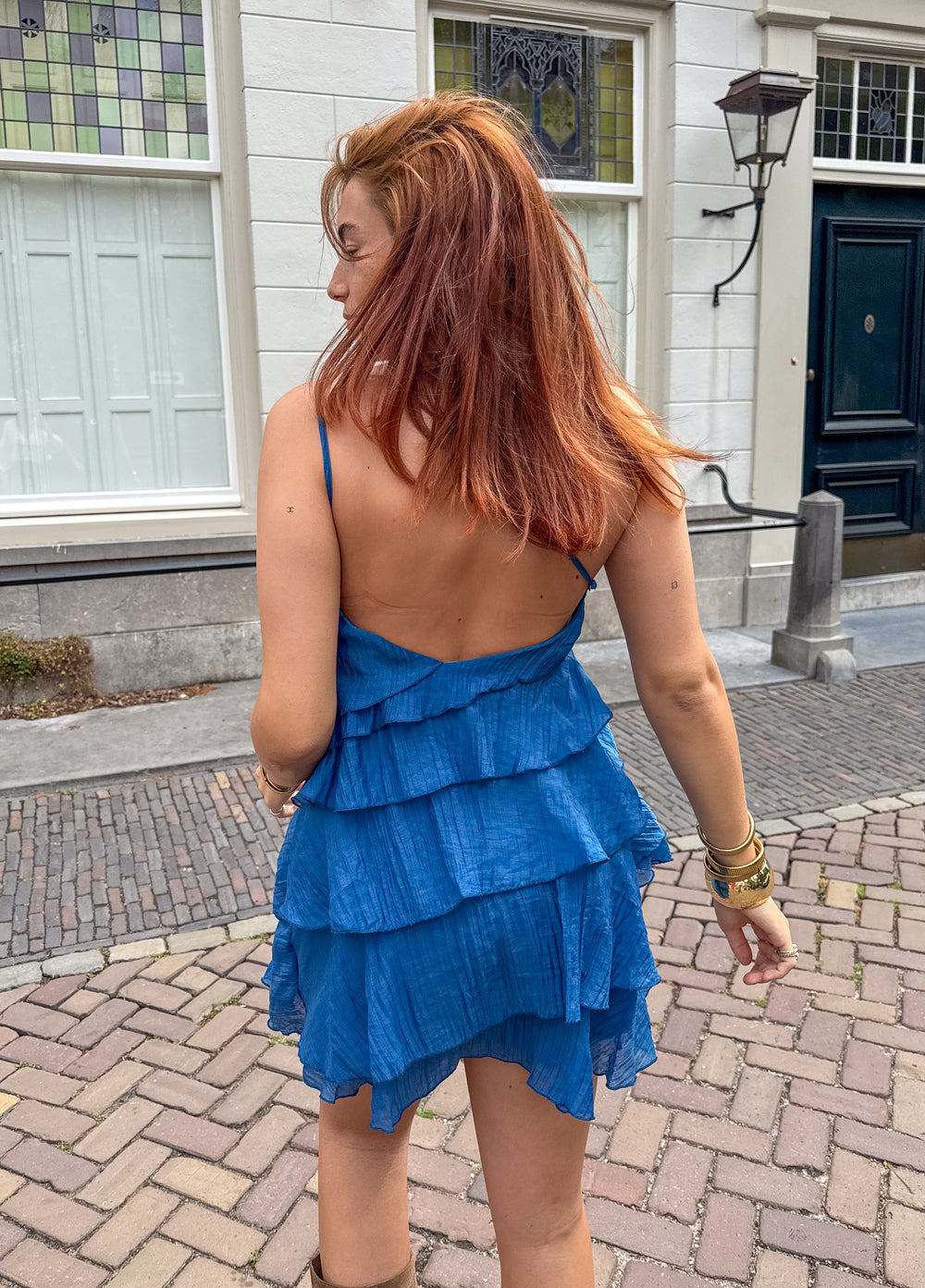 Minifalda Mujer Volantes Asimétrica Hombro Casual Verano