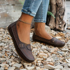 Women perforated slip on loafers comfort casual flat shoes