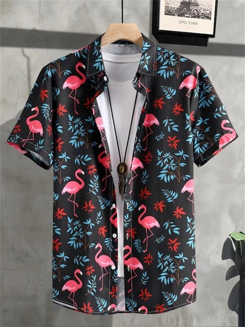 Camisa Hawaiana Hombre Verano | Manga Corta, Estampado Tropical