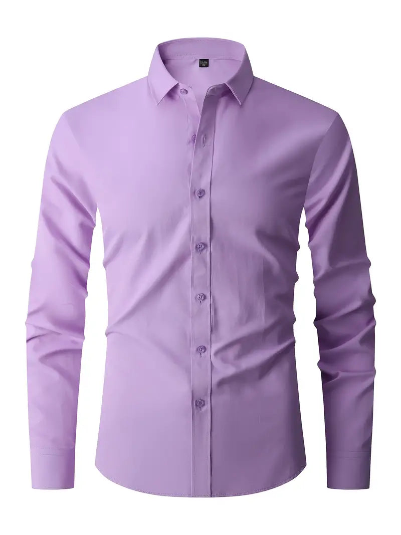 Camisa hombre slim fit cuello clásico con cierre de botones