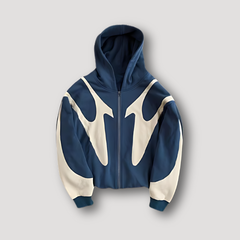 Sudadera hombre con capucha y cremallera con estampado gráfico fit relajado