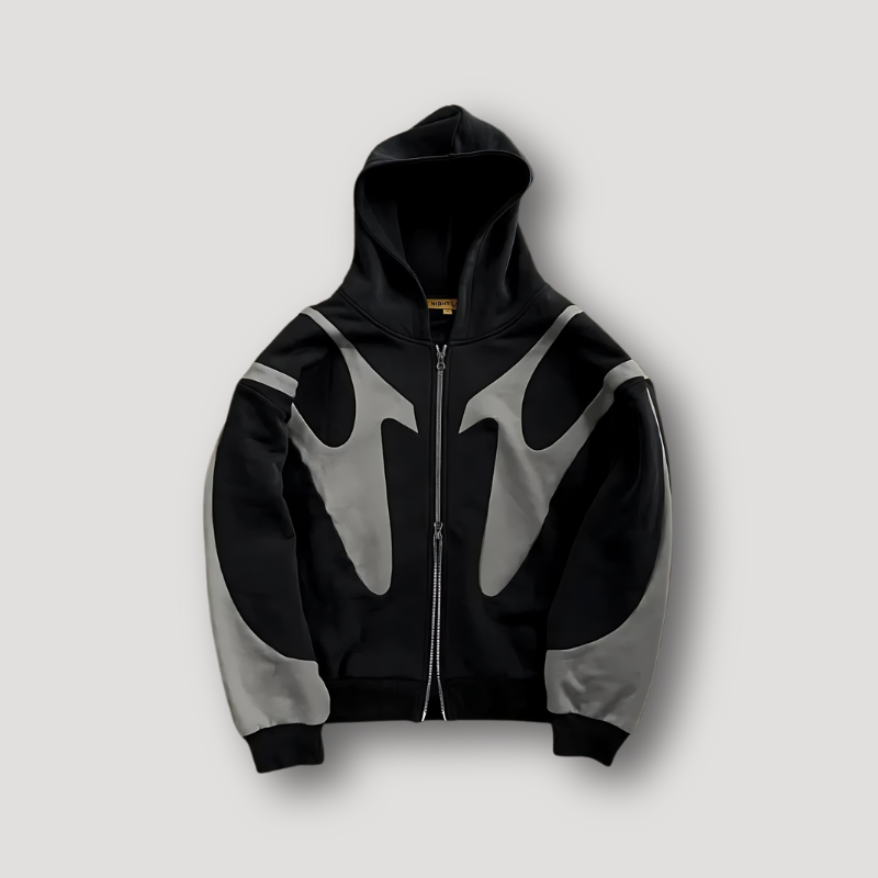 Sudadera hombre con capucha y cremallera con estampado gráfico fit relajado
