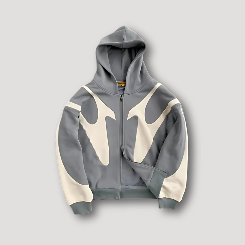 Sudadera hombre con capucha y cremallera con estampado gráfico fit relajado