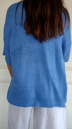 Jersey de punto mujer cuello V liso elástico