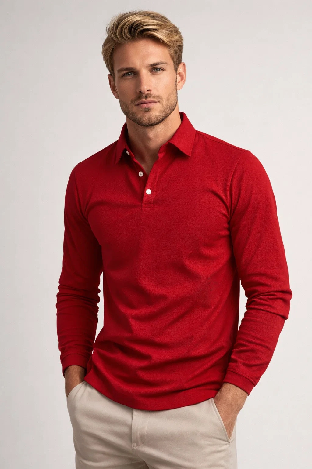 Polo Hombre Mangas Largas | Cuello Clásico, Ajuste Slim