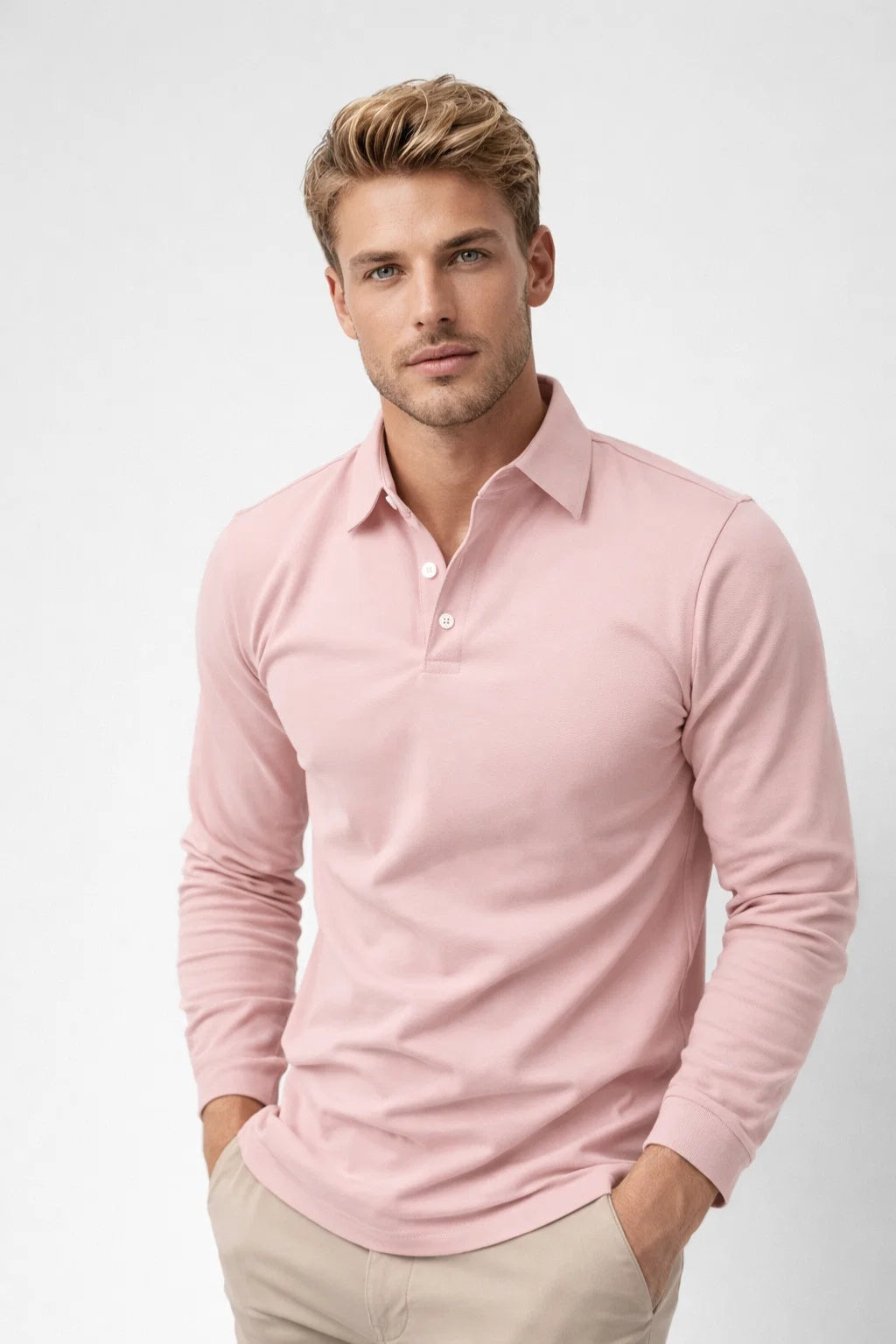 Polo Hombre Mangas Largas | Cuello Clásico, Ajuste Slim
