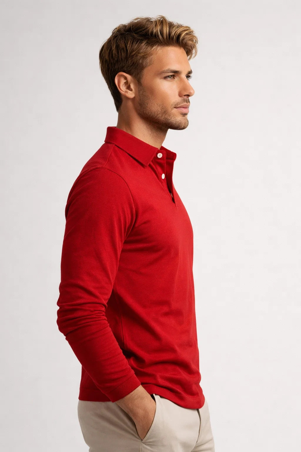 Polo Hombre Mangas Largas | Cuello Clásico, Ajuste Slim