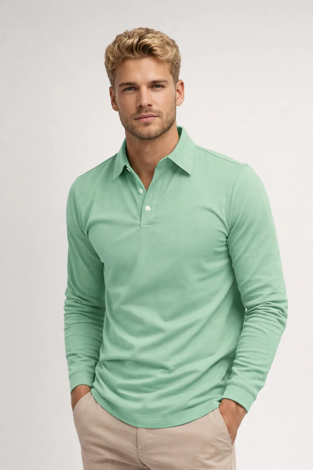 Polo Hombre Mangas Largas | Cuello Clásico, Ajuste Slim