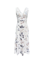 Vestido Largo de Invitada | Estampado Floral, Escote V, Sin Mangas