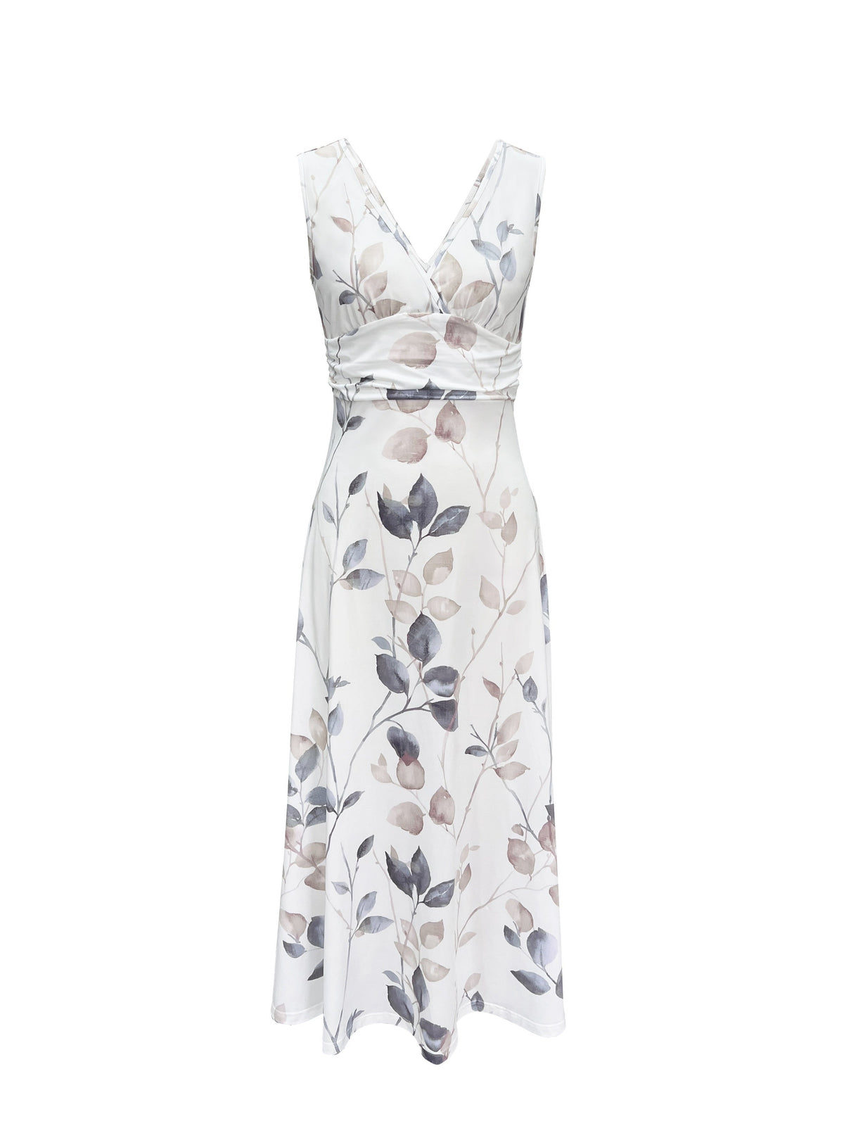 Vestido Largo de Invitada | Estampado Floral, Escote V, Sin Mangas